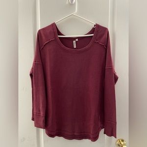 Burgundy Waffle Long-Sleeve